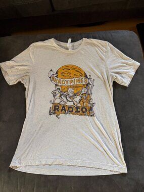 Shady Pines Radio Graphic Tee Bella+Canvas Heathered White Size L 100% Cotton Bl